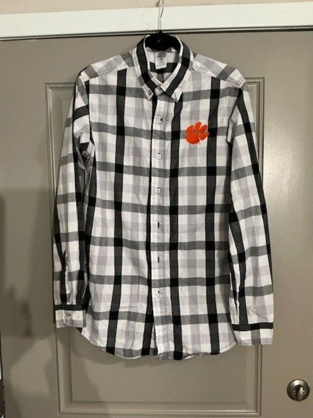 Rivalry Threads Clemson Tigers Long Sleeve Black White Button Down Shirt Sz M